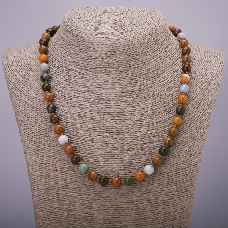 Necklace made of natural stone Assorted – smooth beads, diameter 8(±)mm, length 48cm
