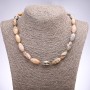 Jasper Picasso Beads Smooth Cabochon Necklace, 10x19mm, 45cm length
