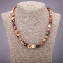 Jasper Mosaic Moonstone Mugait tumbled beads 8×13 mm (+-), necklace length 48 cm