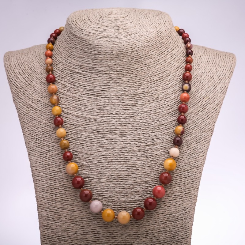 Jasper Moss AGATE smooth beads increasing size necklace 48cm