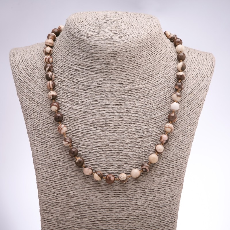 Jasper Necklace Zebra Matrix Bead, smooth round 8mm