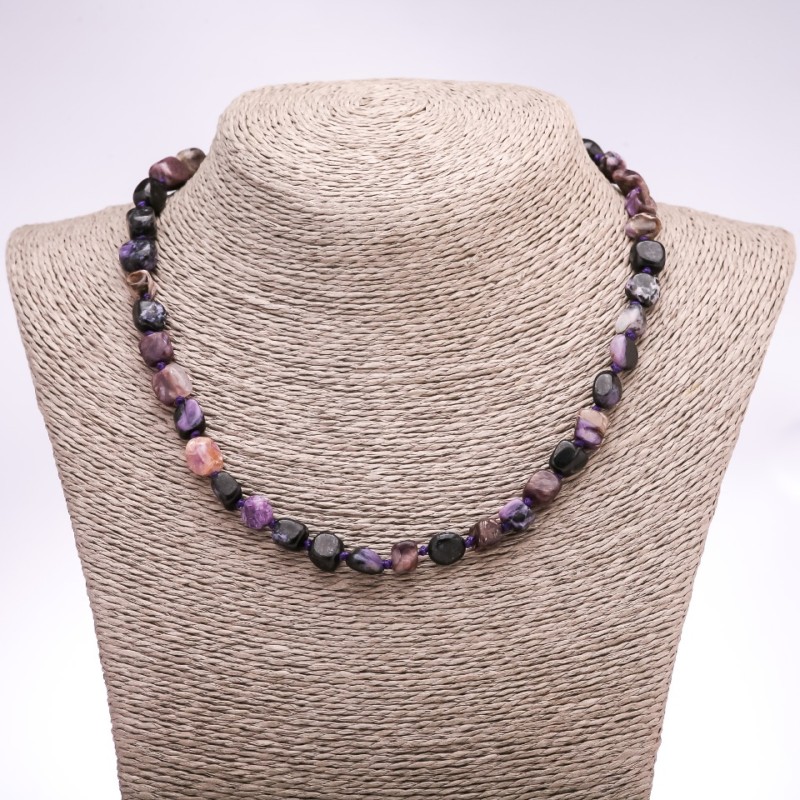 Charoite Beads Necklace, Faceted, 7-8 mm diameter, 45 cm length