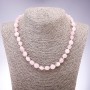 Necklace made from natural gemstone Rose quartz faceted, diameter 8-10mm, length 45cm