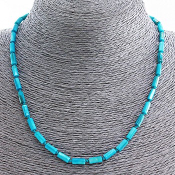 Blue mother-of-pearl "tube" necklace 8x4mm, length 45cm