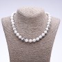 Chalcedony Bead Necklace with Faceted Round Beads, 10mm Diameter, 45cm Length