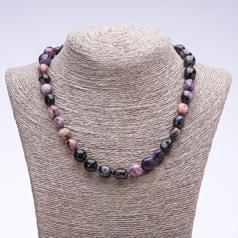 Charoite Natural Stone Necklace, faceted, diameter 10mm, length 45cm