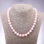 Necklace made of natural stone - Pink Quartz smooth bead, diameter 10mm, length 47cm+