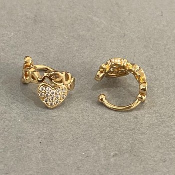Xuping Ear Cuff 18K Gold Plated White Rhinestones Love 10x8mm +