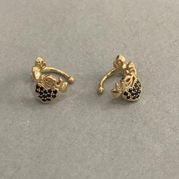 Xuping Ear Cuff 18K Gold Plated Black Rhinestones Love 10x8mm +