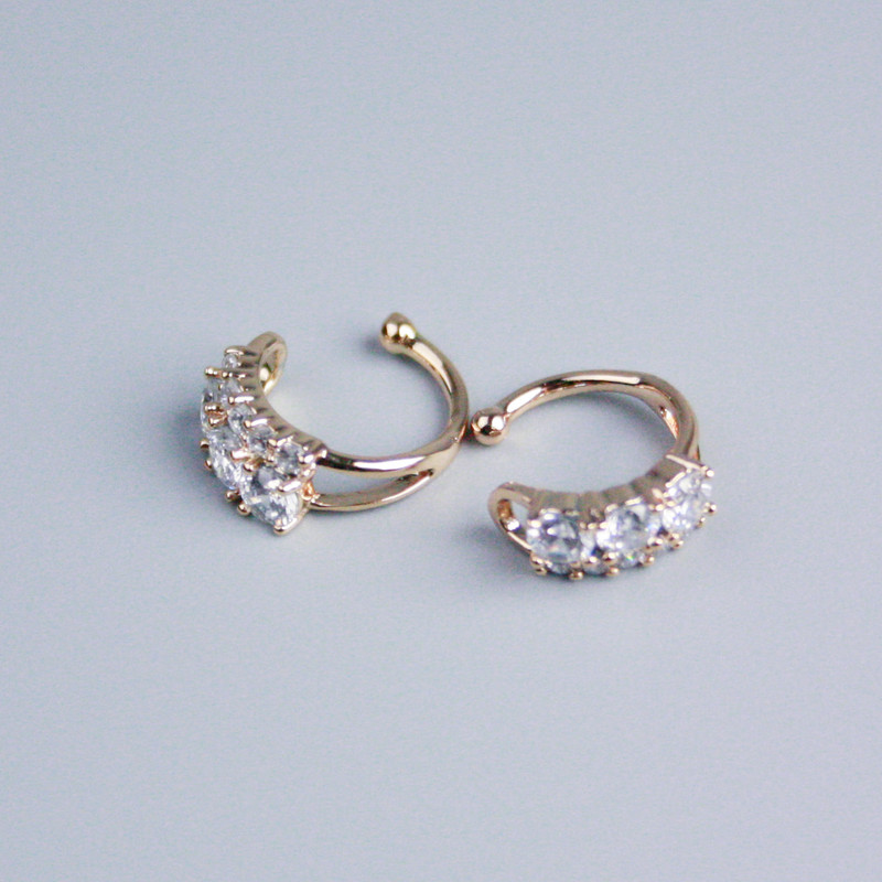 Xuping Ear Cuff 18K Gold Plated White Rhinestones 12x4mm +