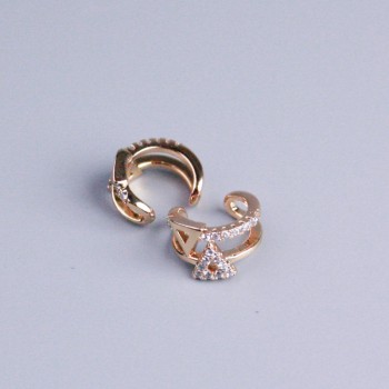 Xuping Double Ear Cuff 18K Gold Plated White Rhinestones Triangle 10x5mm +