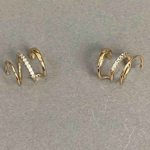 Xuping Triple Ear Cuff 18K Gold Plated White Rhinestones 10x8mm +
