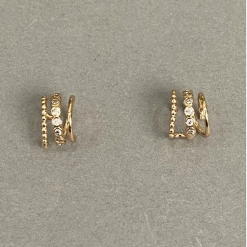 Triple Xuping Ear Cuff 18K Gold Plated White Rhinestones 10x8mm +