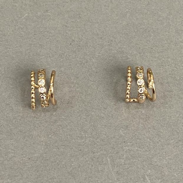 Triple Xuping Ear Cuff 18K Gold Plated White Rhinestones 10x8mm +
