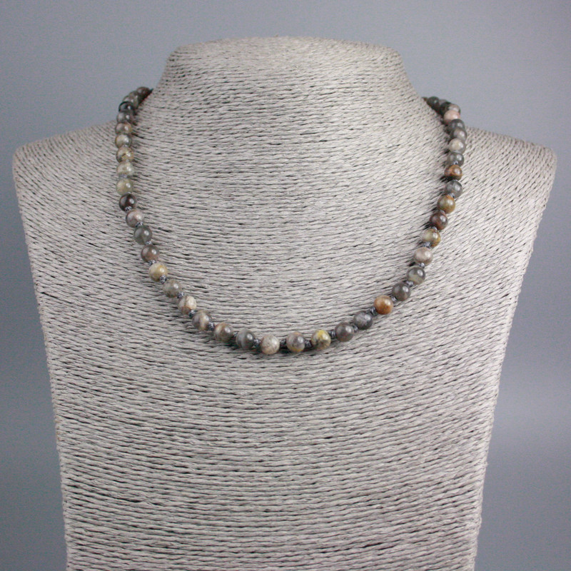 Selenite Necklace, Natural Stone Smooth Round, Diameter 6mm+-, Length 47cm+