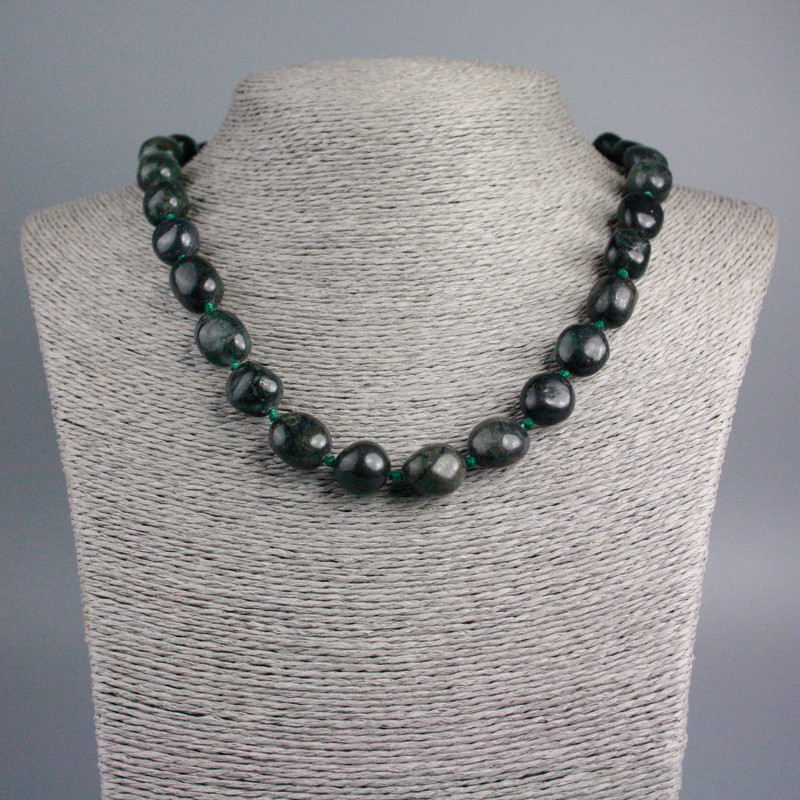 Seraphinite Necklace, Natural Stone Tumbled, Diameter 14x9+-, Length 50cm+
