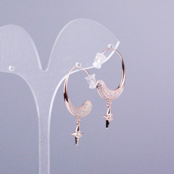 Xuping Ring Earrings 18K Gold Plated with White Rhinestones, thickness 5mm+/-, diameter 24mm+