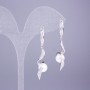 Xuping Earrings, Rhodium with White Rhinestones and Majorca Pearl, 44x10mm+
