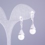 Xuping Earrings, Rhodium with White Rhinestones and Majorca Pearl, 30x10mm+
