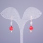 Xuping Earrings 18K Gold Plated with White Rhinestones and Red Bead, diameter 30x8mm+