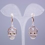 Xuping Earrings 18K Gold Plated with White and Black Stones Skull, length 45mm+