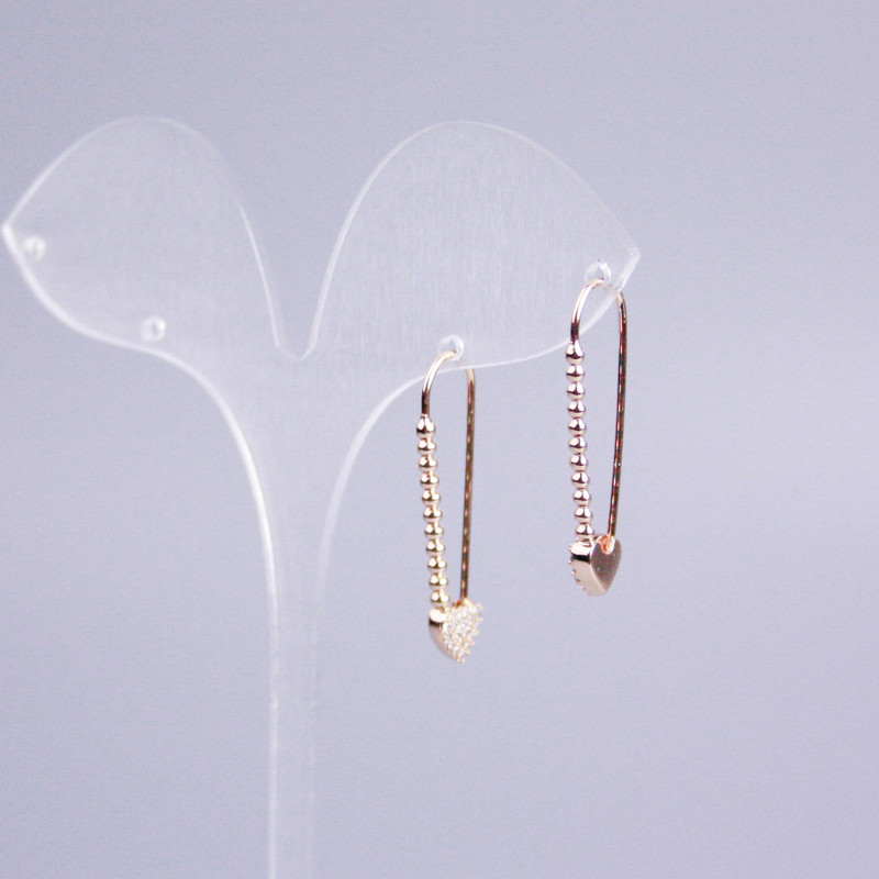 Earrings Xuping 18K Gold Plated with White Crystals Heart 30x8mm+