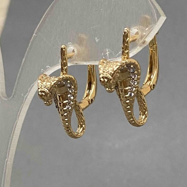 Xuping Earrings 18K Gold Plated with White Crystals Cobra, Diameter 20x8mm+