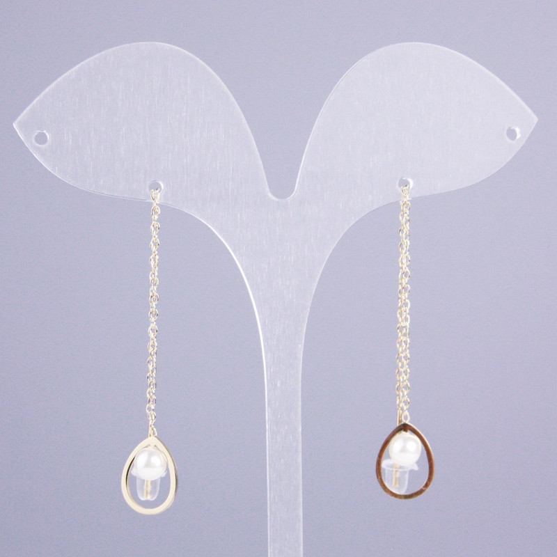 Xuping Stud Earrings, 18K Gold Plated, Long, Length 9cm+- with Majorca Pearl