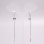 Xuping Rhodium Long Stud Earrings with White Stone, diameter 8mm+-, length 10cm+