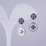 Xuping Rhodium Stud Earrings with Mother-of-Pearl Inserts Circle, diameter 12mm+/-, 8mm+/-, length 25mm+