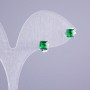 Xuping Rhodium Stud Earrings with Green Stone 5x5mm Square +-, Length 16mm+