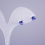Xuping Rhodium Stud Earrings with Blue Stone 5x5mm Square +-, Length 16mm+