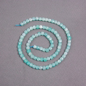 Amazonite Beads on Thread Natural Stone Bead Cubed Faceted 4x4mm, Thread 40cm