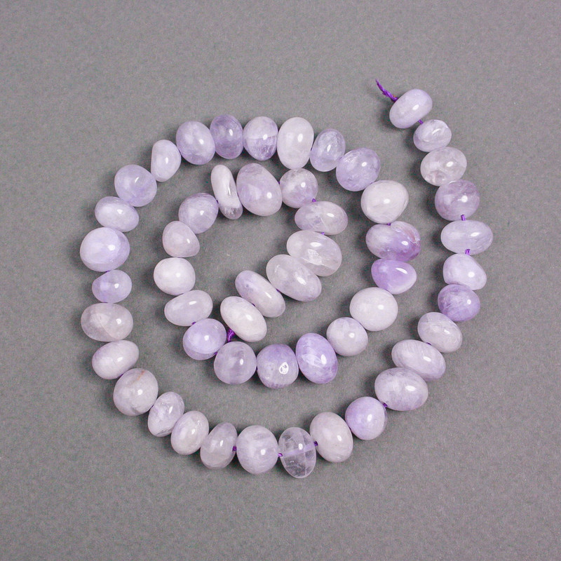 Lavender Amethyst Beads on Thread Natural Stone Tumbled, size 10x7mm+/-, length 40cm+