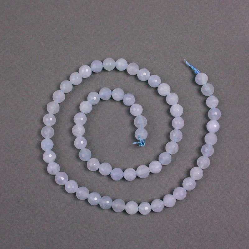 Aquamarine Beads on Thread Natural Stone Faceted Round, diameter 6.5mm+/-, length 38cm+