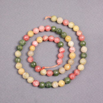 Assorted Beads on Thread Faceted Round, diameter 6.5mm+/-, length 37cm+