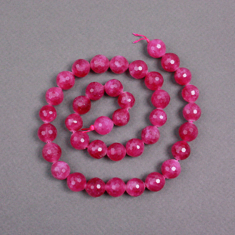 Raspberry Tourmaline Beads on Thread, faceted round, diameter 10mm+/-, length 38cm+