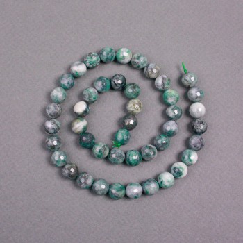 Lepidolite Beads on Thread, natural stone faceted round, diameter 8.5mm+/-, length 38cm+