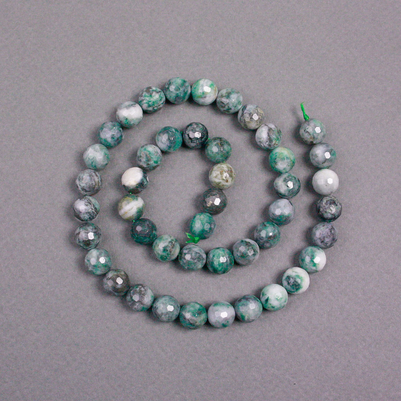 Lepidolite Beads on Thread, natural stone faceted round, diameter 8.5mm+/-, length 38cm+