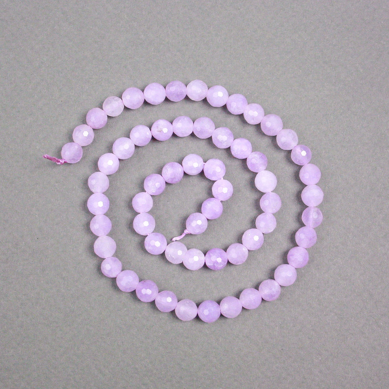 Beads on a thread, Lavender Amethyst natural stone, faceted ball, diameter 6mm+/-, length 37cm+
