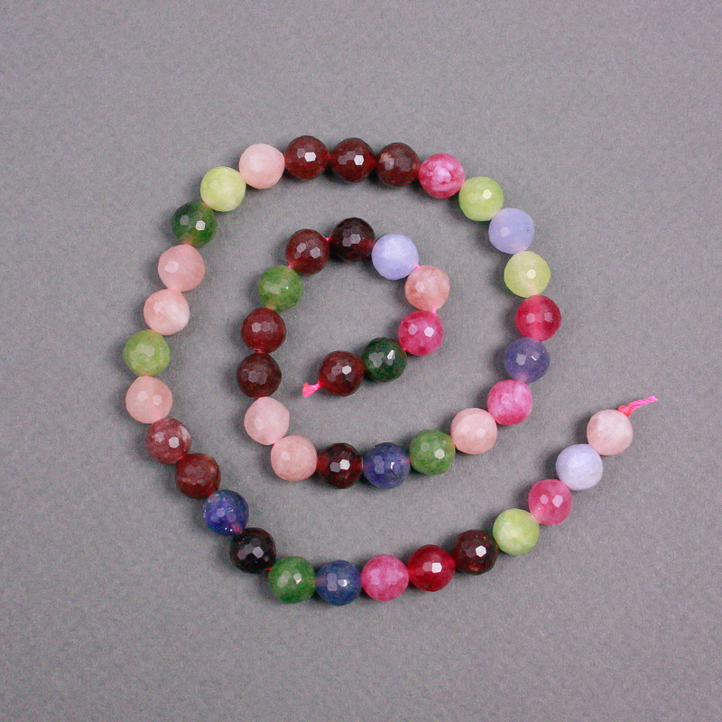 Tourmaline Beads on a Strand, Natural Stone, Faceted Round, 8.5mm+- Diameter, 38cm+ Length