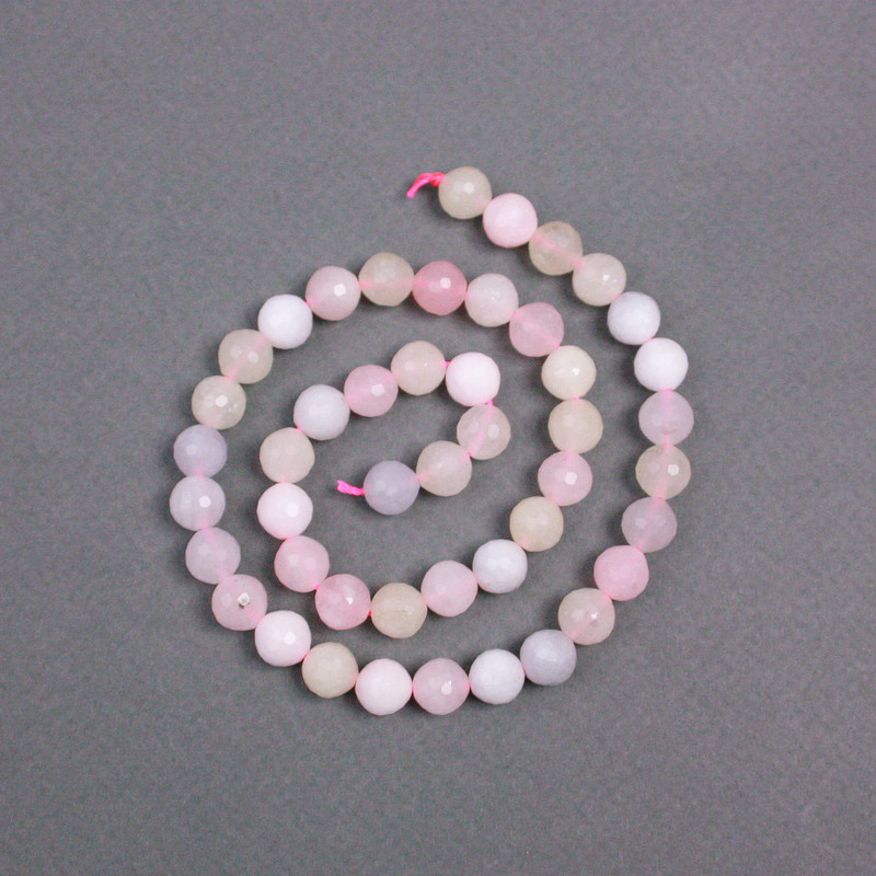 Morganite Beads on a Strand, Natural Stone, Faceted Round, 8mm+- Diameter, 38cm+ Length
