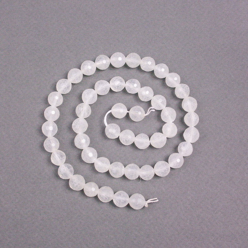 Rock Crystal Beads on a Strand, Natural Stone, Faceted Round, 8mm+- Diameter, 39cm+ Length