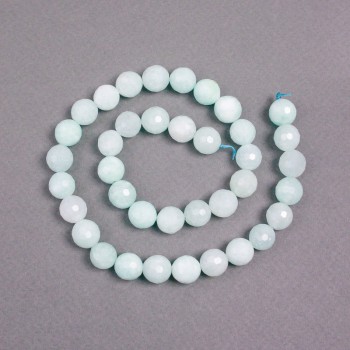Angelite Beads on Thread, Natural Stone Faceted Round, Diameter 10mm+/-, Length 38cm+