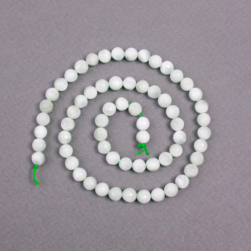 Angelite Beads, Natural Stone Faceted Round, Diameter 6mm+/-, Length 38cm+/- on Thread