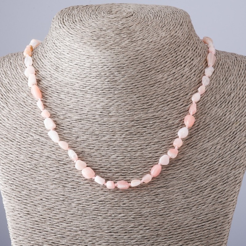 Necklace of Pink Opal Beads, faceted, length 45 cm, 4–8 mm diameter