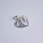 Xuping Rhodium Heart Pendant with White Rhinestones, 15x17mm+