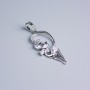 Xuping Rhodium Cat Pendant with White Rhinestones, 27x13mm+