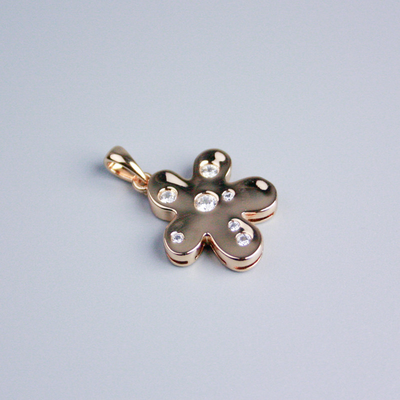 Xuping Pendant, 18K Gold Plated, Flower with White Crystals, Diameter 19x18mm+