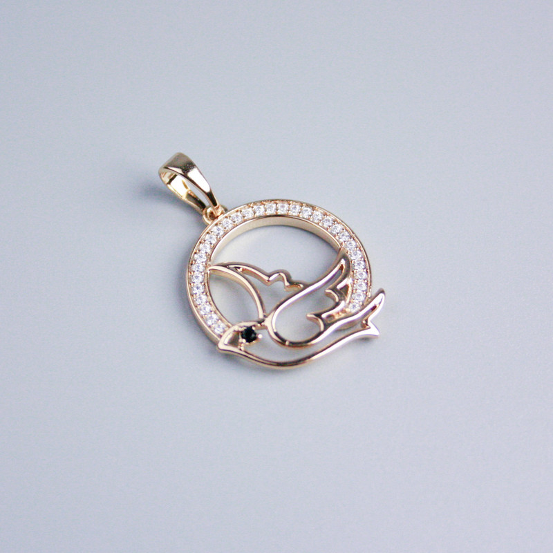 Xuping Pendant 18K Gold-Plated Dove with White Rhinestones, diameter 19mm+